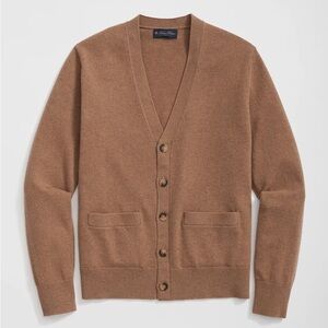 Club Monaco 100% Merino Wool Camel V-Neck Button Cardigan